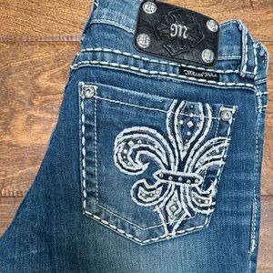 Miss Me Embroidered Blue Jeans